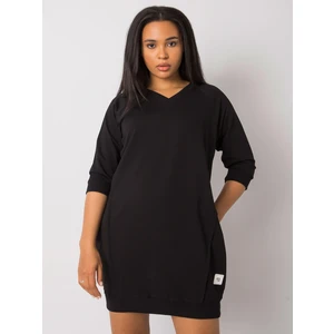 Fekete plus size ruha zsebekkel