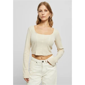 Women's soft grass with short ribs and long sleeves