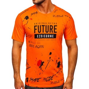 Oranžové pánské tričko s potiskem Bolf 14476