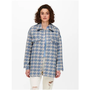 Cream-Blue Plaid Shirt Jacket ONLY Johanna - Women