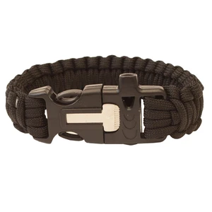 Yate  HIGHLANDER Paracord Náramok čierna Kresadlo, píšťaľka