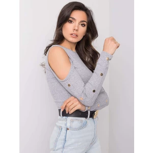 Gray blouse with cutouts