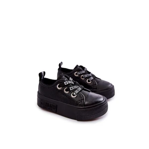 Kids Leather Sneakers BIG STAR KK374059 Black