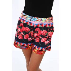 Women's shorts with dark blue floral patterns