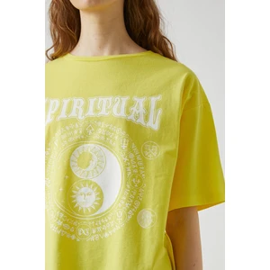 Koton Oversized Printed Short Sleeve Cotton T-Shirt