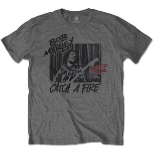 Bob Marley T-Shirt Catch A Fire World Tour Grafik-Grau M