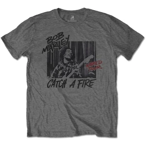 Bob Marley T-Shirt Catch A Fire World Tour Graphic-Grey M