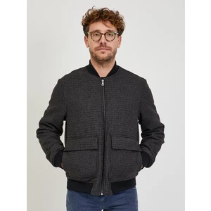Dark gray men's plaid jacket with wool Tom Tailor Denim - Men