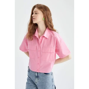 DEFACTO Short Sleeve Double Side Pockets Poplin Shirt