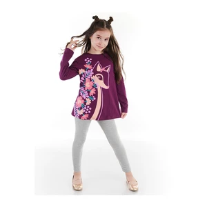 Denokids Ceylan Purple Girl's Tunic Tights Set