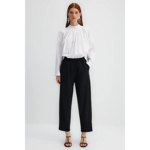 Trendyol X Kevser Sarıoğlu Black Elastic Waist Woven Trousers