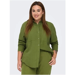 Zelená dámská lněná košile ONLY CARMAKOMA Caro - Dámské