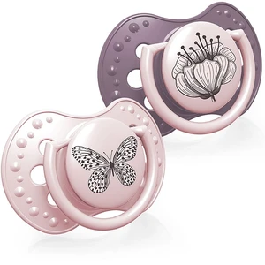 LOVI Utišujúci cumlík dynamický Botanic 6-18m 2 ks - dievča