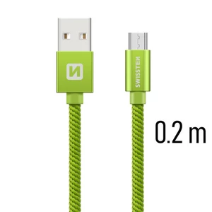 Datový kabel Swissten Textile USB/MicroUSB, 0,2, zelený