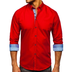 Červená pánská elegantní košile s dlouhým rukávem Bolf 8838-1