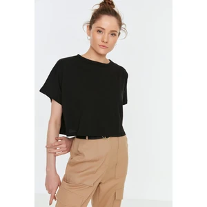 Trendyol Black Crop Knitted T-Shirt