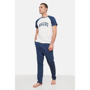Trendyol Navy Kék kötött pizsama szett