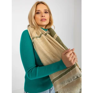 Lady's beige and green patterned scarf