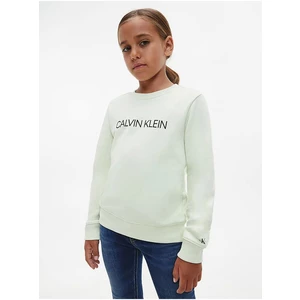 Světle zelená holčičí mikina Calvin Klein Jeans - Holky