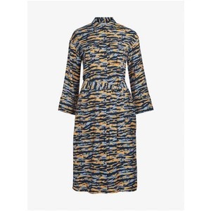 Orange-blue lady patterned shirt dress VILA Cikki - Women