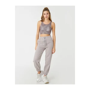 Koton Ebru Şallı Loves Sports - Tie Waist, Thick Textured Rack Jogger Sweatpants.