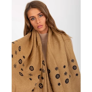 Lady's dark beige scarf with prints