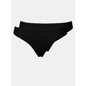 Pieces 2 PACK - dámská tanga PCSYMMI 17107723 Black XS/S