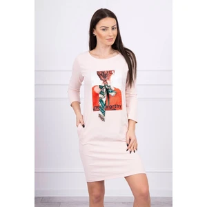 Dress with graphics 3D Noteworthy powdered pink