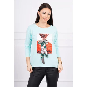 Blouse with graphics 3D Noteworthy mint