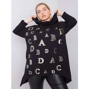 Fekete plus size pulóver nyomtatott kivitelben