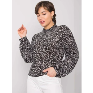 RUE PARIS Black women's blouse with patterns