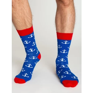 Dark blue men's socks with patterns
