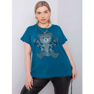 Plus size sea blouse with rhinestones