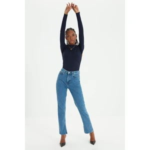 Trendyol Kék rés High Waist Mom Jeans