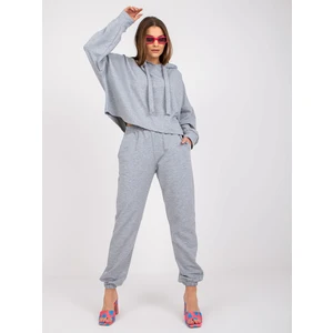 Basic gray melange sweatshirt set with trousers