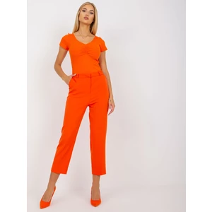Oranžové elegantní doutníkové kalhoty RUE PARIS