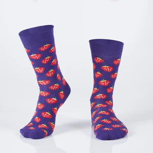 Purple women's socks with strawberries