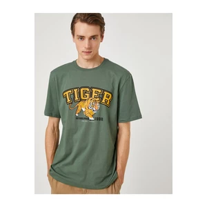 Koton College T-Shirt Tiger Printed Crew Neck Short Sleeved