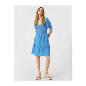 Koton Mini Dress with Balloon Sleeves, Square Neckline, Gippes
