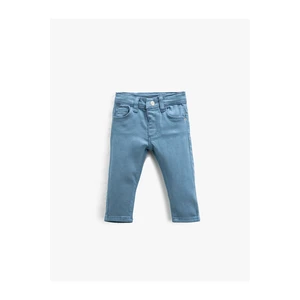 Koton Jeans Slim Fit Jeans with Pockets, Cotton, and Adjustable Elastic Waist.