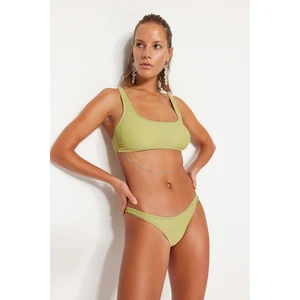 Trendyol Green Bikini Bottoms With Beads Accessory, Regular Leg