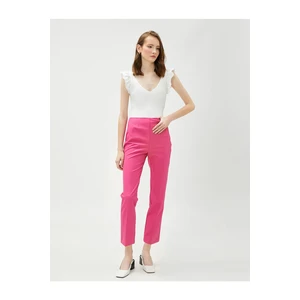 Koton Crop Cigarette Trousers Straight Leg Pocket Detailed.