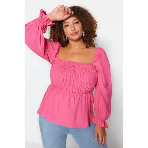 Trendyol Curve Pink Woven Sweetheart Blouse