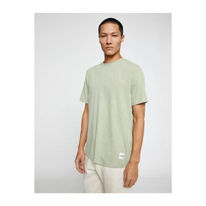 Koton Basic Jacquard T-Shirt, Crew Neck Short Sleeved