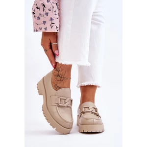 Fashionable leather moccasins Beige Rayhan