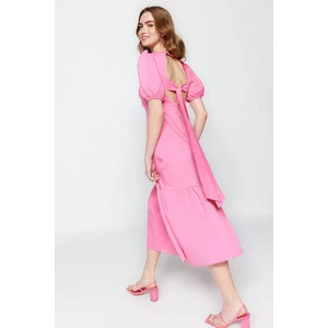 Trendyol Pink Woven Back Detailed Midi Dress