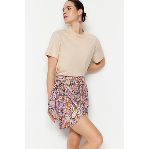 Trendyol Multicolored Mini Woven Tie Detailed Double-breasted Floral Skirt