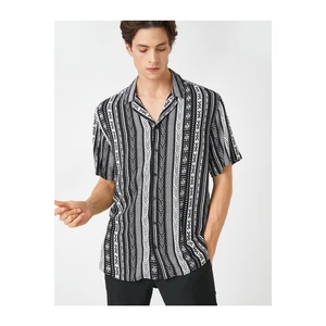 Koton Summer Shirt with Short Sleeves, Turndown Collar Ethnic Print Detailed.