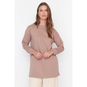 Trendyol Mink Sequin Knitted Tunic