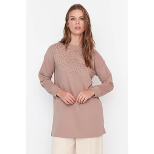 Trendyol Mink Sequin Knitted Tunic